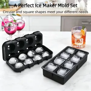 2 Pack Food Grade Soft Silicone Ice Cube Trays for Freezer Multi Purpose Easy Release Reusable for Ice Whiskey Cocktails Soup Storage