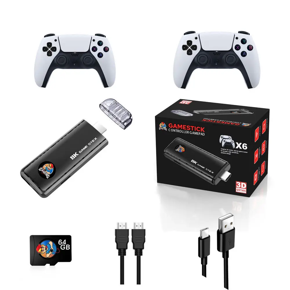 X6 Retro TV Video Game Stick, Classic Games, 2 Controllers for Home Gaming (Kids & Adults)