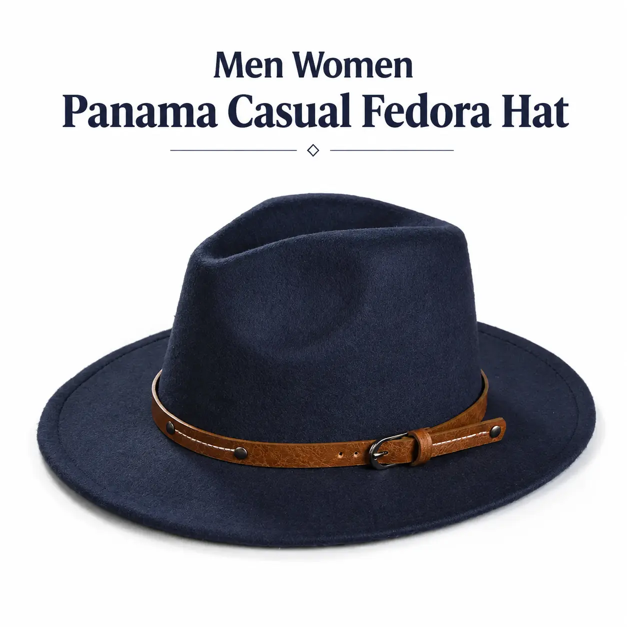 Unisex Classic Wide Brim Jazz Fedora Hat Adjustable Rivet Leather Belt Solid Black Panama Hat Outdoor Beach Wedding Western Fashion Accessory