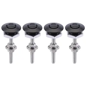 CarpartsX 4-Pack Universal Aluminum Car Hood Pins - 1.25" Quick Release Latch, Push Button Lock for Bumper, Bonnet, License Plate