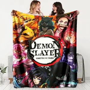 Demon Slayer Flannel Figure Print Blanket, Soft Lightweight Warm Bed Sofa Office Camping Travel, Perfect Gift for All Seasons, Printed Blanket