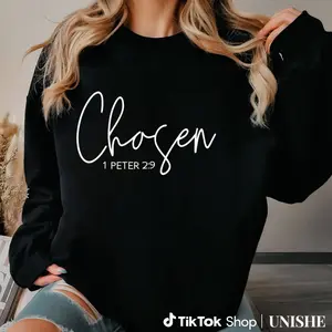 100% Christian Merch - Chosen 1 Peter 2:9 Long Sleeve Sweatshirt with Bible Verse