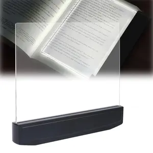Book Light Page Book Light for Reading in Bed at Night Clear LED Book Full Page Light Illuminator Panel Plate Lamp Board Wireless (White) tiktokshopspringglowup