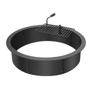 【Summervibes】VEVOR Fire Pit Ring, Fire Pit Insert with Barbecue Fire Ring, 35-In Outer/31-In Inner Diameter, 8.5in Height, Carbon Steel Liner DIY Campfire Ring above/In-Ground, for Outdoor Camping, Bonfires