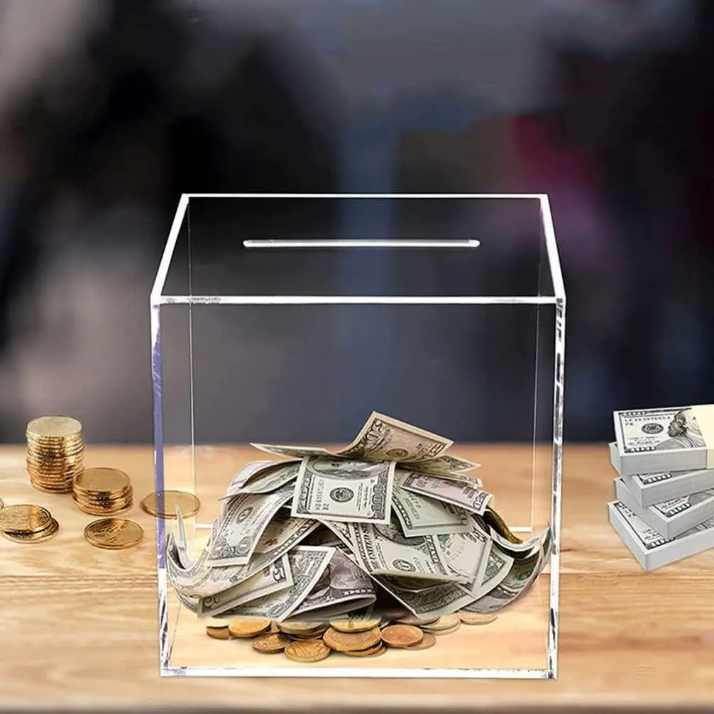Acrylic Piggy Bank, 1 Count Transparent Money Saving Coin Box, Home Decor Ornament for Living Room & Bedroom, Cash Saving Jar & Organizer