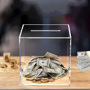 Acrylic Piggy Bank, 1 Count Transparent Money Box, Money Saving Coin Bank, Home Decor Ornament for Living Room Bedroom, Cash Saving Box, Money Organizer Box, Money Jar, Money Savings Box