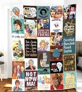 [Summer Wins] Golden Girls Sitcom Blanket Stay Golden PREMIUM  Blanket Vtg Movie Mink Sherpa Blanket Christmas Gifts Birthday Gifts Comfortable Warm Napping Throw Home Bedroom Decor summerwins