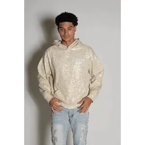 Lake Beige Rhinestone Oversized Hoodie