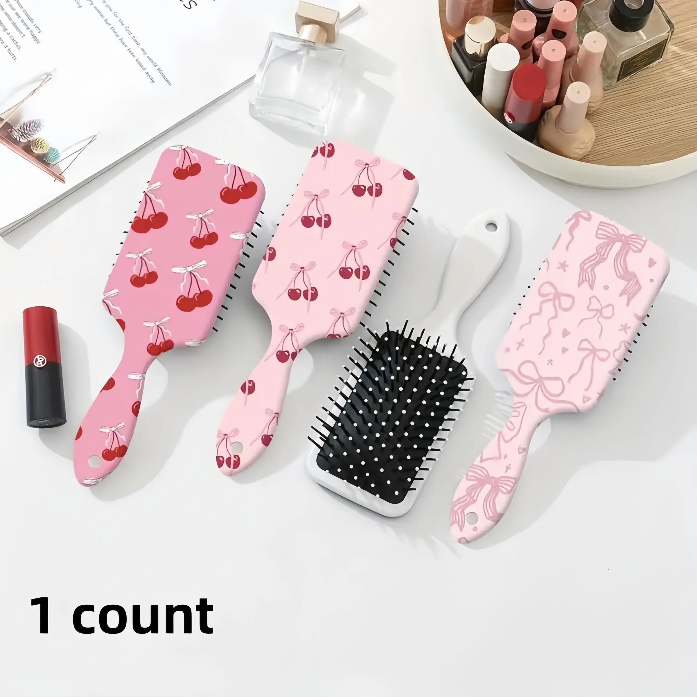 Cute Bow Nylon Hair Brush, Large Anti-Static Paddle Comb, Paddle Brushes, Comfortable Abs Plastic Handle for Normal Hair, No Tangle Styling, Detangling Hair Brush, Anti Static Hairbrush, Hair Styling Tools