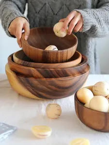 Acacia Wooden Bowl for Serving Tea and Coffee