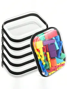Transparent Hard Zipper Protective Case Hard Plastic Zipper Bag Cloth Bag Transparent Zipper Bag Plastic Storage Box Portable Travel Box, Black Toy Building Block Storage Bag, Digital Product Storage