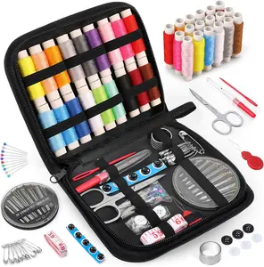Sewing Kit Gifts for Mom Grandma Women Men Adults Kids Teen Beginner Traveler, Portable Sewing Supplies Accessories Contains Thread, Needles, Scissors, College Dorm Room Essentials (Black, M)