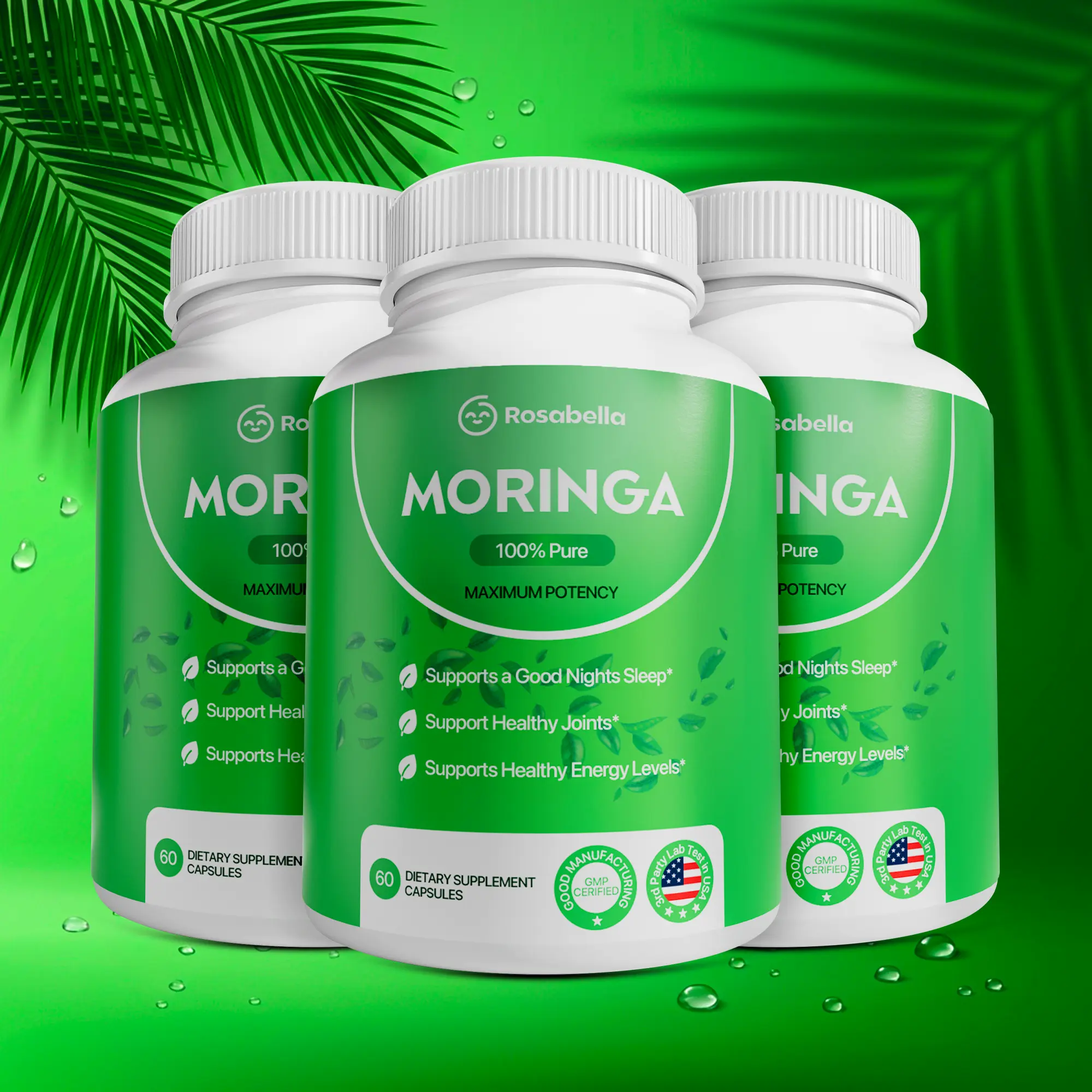3 Pack of Rosabella Moringa Capsules (800mg) for Immune Support, Gut Health & Vitamins 3 Pack of Rosabella Moringa Capsules (800mg) for Immune Support, Gut Health & Vitamins