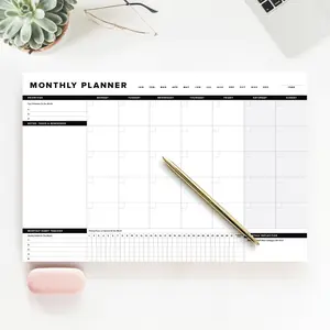 ThreeKin Onyx Monthly Planner - Premium 18-Sheet Tear-Off Notepad, 12 x 18 inches, Clean Design, Perfect for Work, School, Projects, and Entrepreneurs, Female & USA Owned Business