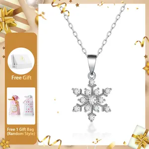 Moissanite Icy Bloom Snowflake Pendant Necklace Valentine's Day Wedding Engagement Anniversary Romantic Elegant Gift Daily Wear mothersdaygift