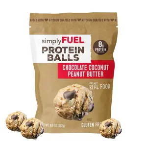 simplyFUEL Whole Food Protein Balls with Probiotics - Chocolate Coconut Peanut Butter Snacks - 8g Protein Snack - Gluten Free Energy Balls
