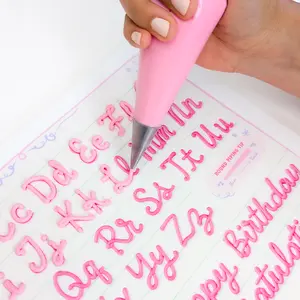 Lettering Piping Practice Sheet for Cake Decorating with Free Video Guide Cursive Print Reusable Bakeware Write on Cakes Gift Idea