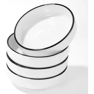 3.35 Inch Ceramic Dipping Sauce Dish Set - 4 Pcs Small Condiment Bowls for Soy Sauce, Sushi, Ketchup, Snacks - Perfect for Parties Restaurants Home - Durable Ceramic Dishwasher Safe (2.5oz)