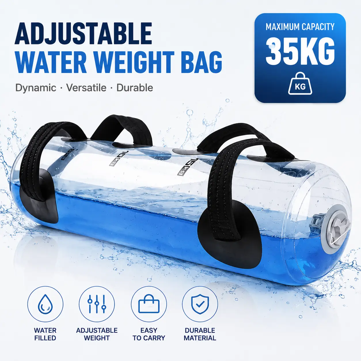 Adjustable Variable-Capacity Portable Water Weight Bag - Lightweight with Easy Carry Handle for Outdoor Sports Training & Daily Activities, Functional