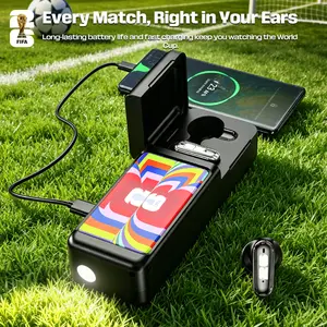 Official FIFA 2026 World Cup 3 in 1 Wireless Earbuds With LED Spotlight Power Bank Flip Open Design HiFi Sound