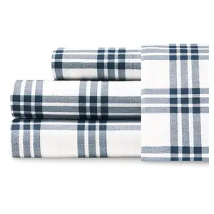 Eddie Bauer Basic Plaid Dusted Indigo Queen Sheet Set