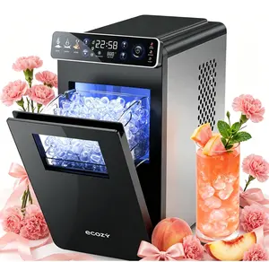 <Mother's Day Gifts>ecozy Ice Makers Countertop, Full-Color Smart Panel Ice Machine with Internal Lights, 26lbs/24H, Double-Layer Insulation, Two Ice Sizes, Portable Ice Maker with Self-Cleaning for Home/Office/Bar tiktokshopspringglowup
