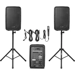 VEVOR Portable PA System with Wireless Microphone Speakers, 800W Bluetooth PA System, 6 - Channel Mixer, Dual 10 Speakers, USB/SD/XLR Inputs, Remote, Stands - for DJs, Events, Fitness, Indoor/OutdoorVEVOR Super Brand Day