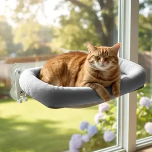 【Marshmallow Bed】Cordless cat window perch,Cordless Cat Hammock,Sunbathing,Pet Bed,Neck Support,Detachable,Double-Sided Fabric Cover,For Indoor Pets,Valentine Gift Kitten House