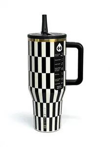 HydroJug 40oz Black Bow Tie Style Insulated Stainless Steel Tumbler with Straw - Double-Wall Vacuum Coffee Flask, Portable for Outdoor, Car Use, Ideal for Adults, Insulation Drinkware outdoorfun