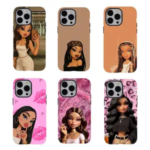 B-Bratz Doll y2k Phone Cases,for iPhone 16 15 14 13 12 11 for Samsung S25 24 23 22 21,pink Aesthetic and brown Phone Case,stylish Phone Case,Durable Design Tough phone case,Protective smartphone Cover