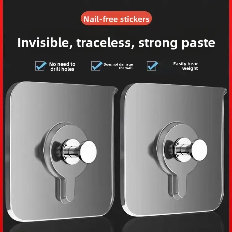 20PCS Self-Adhesive Stainless Steel & Ceramic Photo Frame Wall Hooks - Waterproof, Non-Slip, Lightweight, Smooth, Durable Home Organizers with Adhesive Tape, Does Not Damage the Wall, Holds 5 - 10 Kg for Bathroom, Kitchen, Shower Hooks, Bathroom Hooks For