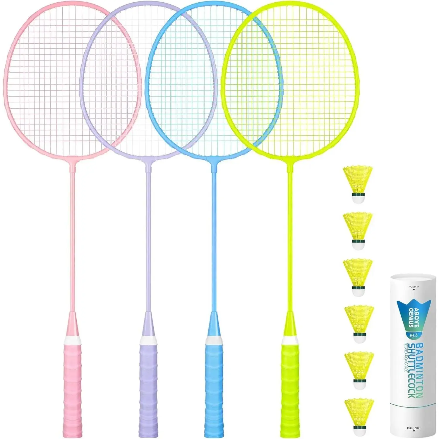 Badminton Rackets Set, Lightweight Badminton Set Includ 4/6 PCS Rackets, 6 Birdies, Outdoor Backyard Games, Racquets for Adults, Teens, Family Beginner