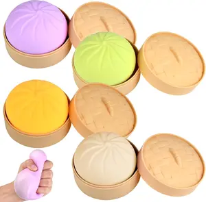 Giant Mystery Dumpling Squishy,  Squishy Dumpling Toys with Food Steamer, Soft Slow Rising Squishy Fidget Toys, Cute Steamer Bun Design, Sensory Stress Toy for Adults & Kids