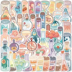 Miniature Bottle Pattern Sticker, 50pcs/set Waterproof Self Adhesive Decor Paper, Decor Sticker for Gift Greeting Card Water Bottle Laptop Phone, Ornaments