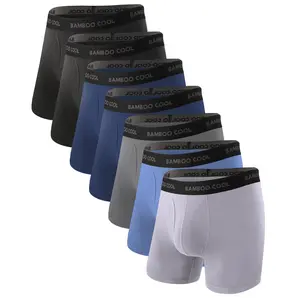 BAMBOO COOL Men's Ultra Breathable Boxer Briefs - 92% Bamboo Viscose, 8% Spandex, No Riding Up, Comfort Flexible Waistband, Moisture-Wicking, Multipack for Summer Use