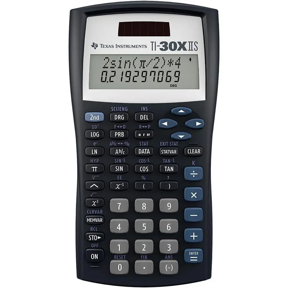 Texas Instruments TI-30XIIS Scientific Calculator, Black with Blue Accents (30XIIS/TBL/1L1/BK)