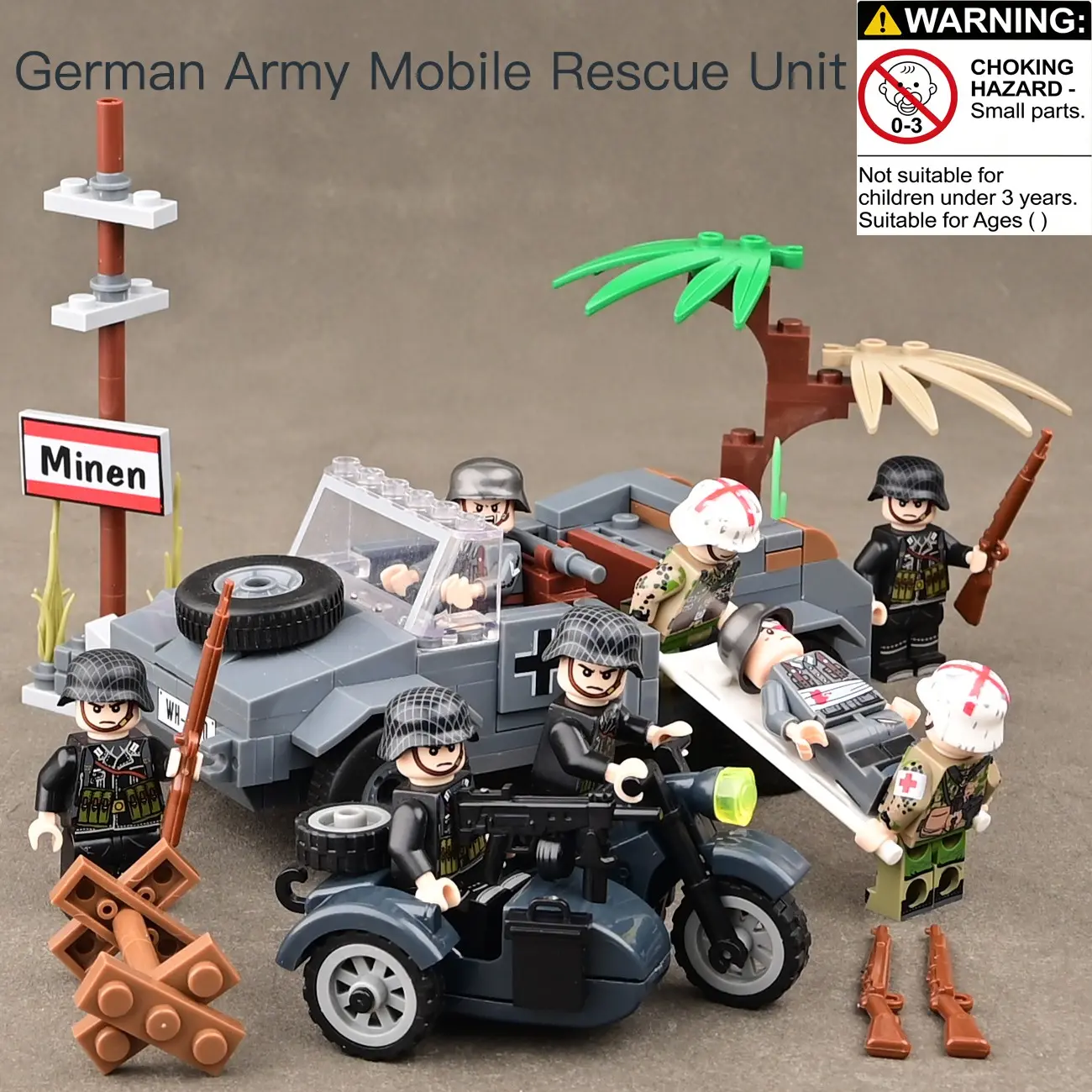 German Army Mobile Rescue Unit Building Set, Building Blocks, High Difficulty Assembly, Military Collectible, Stem Education Toy, Educational Model Kit, Model Car Kit, Buildable Blocks Kit