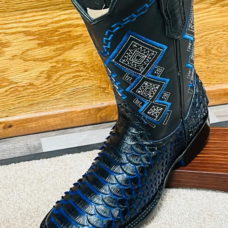 Blue/Black "Pitón" Grabada Boots