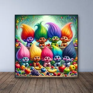 Trolls Movie Characters Pattern DIY Diamond Arts Colorful Painting Kit without Frame, Diamond Pattern Design, DIY 5D Diamond Arts Colorful Painting Kit, Wall Art Decor for Home, Diamond Painting Kits, Diy Craft Supplies