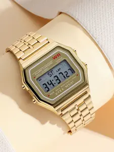 Trendy Unisex LED Multifunctional Electronic Watch, Ultra-Thin Round Face, Silver Color Alloy Case, Quartz Movement, All Seasons, Fashionable Digital Watch