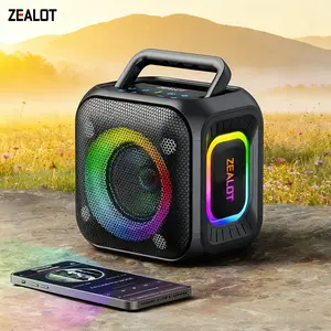 ZEALOT 30W Easy Carry Bluetooth Party Speaker, Portable Design, Compact, HIFI Stereo Sound & Powerful Bass, IPX6 Waterproof, Vibrant RGB Lights, TF/USB/AUX Modes for Home Camping Party Gym Yoga Beach