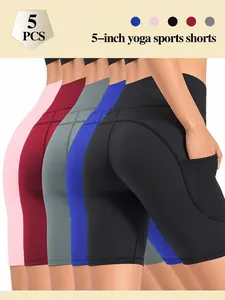 Women's High Waist Seamless Comfy Biker Shorts with Pockets - Super Soft Stretchy Polyester Blend Yoga Clothes, Durable Sporty Sports Shorts for Yoga, Running,summerwins