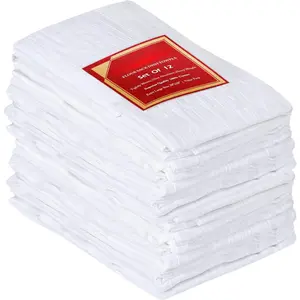 White Flour Sack Towels [12 Pack - 28 x 28 Inch] 100% Cotton Tea Towels for Cleaning & Drying - Highly Absorbent Kitchen Dish Cloth