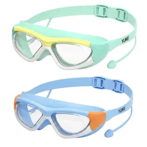 2 Pack YUKE Kids Swim Goggles Anti-Fog Wide View No Leak Attached Earplugs Sibling Set Summer Essentials