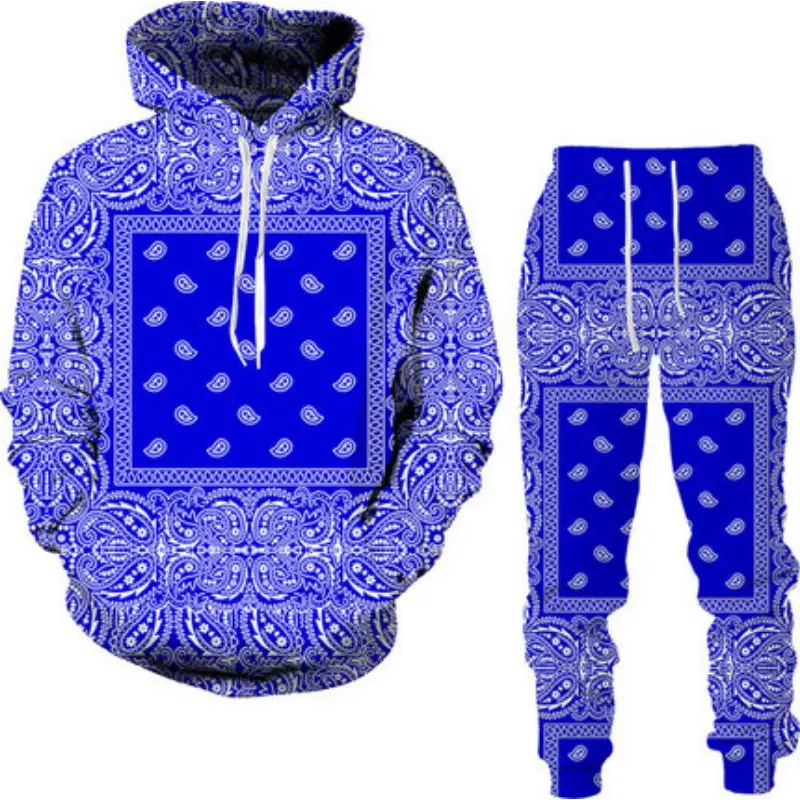 Men's 3D Printed 2-Piece Athleisure Sweatsuit - Long Sleeve Hoodie & Full-Length Pants, Casual Comfy All-Season Athletic Set, Plus Size up to 6XL (3XL,4XL,5XL), TZ-08, Casual Comfy Sporty