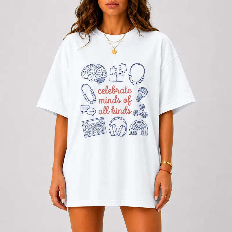 Comfort Colors Celebrate Minds of All Kinds Shirt, Neurodiversity Awareness Teacher Tee, Inclusive Education Graphic T-Shirt, Special Education Autism Acceptance Shirt
