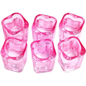 Shot Glasses, 2oz Heavy Base Shot Glasses Sets of 6/Pink Shot Glass Cute For Bar Cart Accessories/Heart Shaped Shot Glasses/Square Shot Glasses