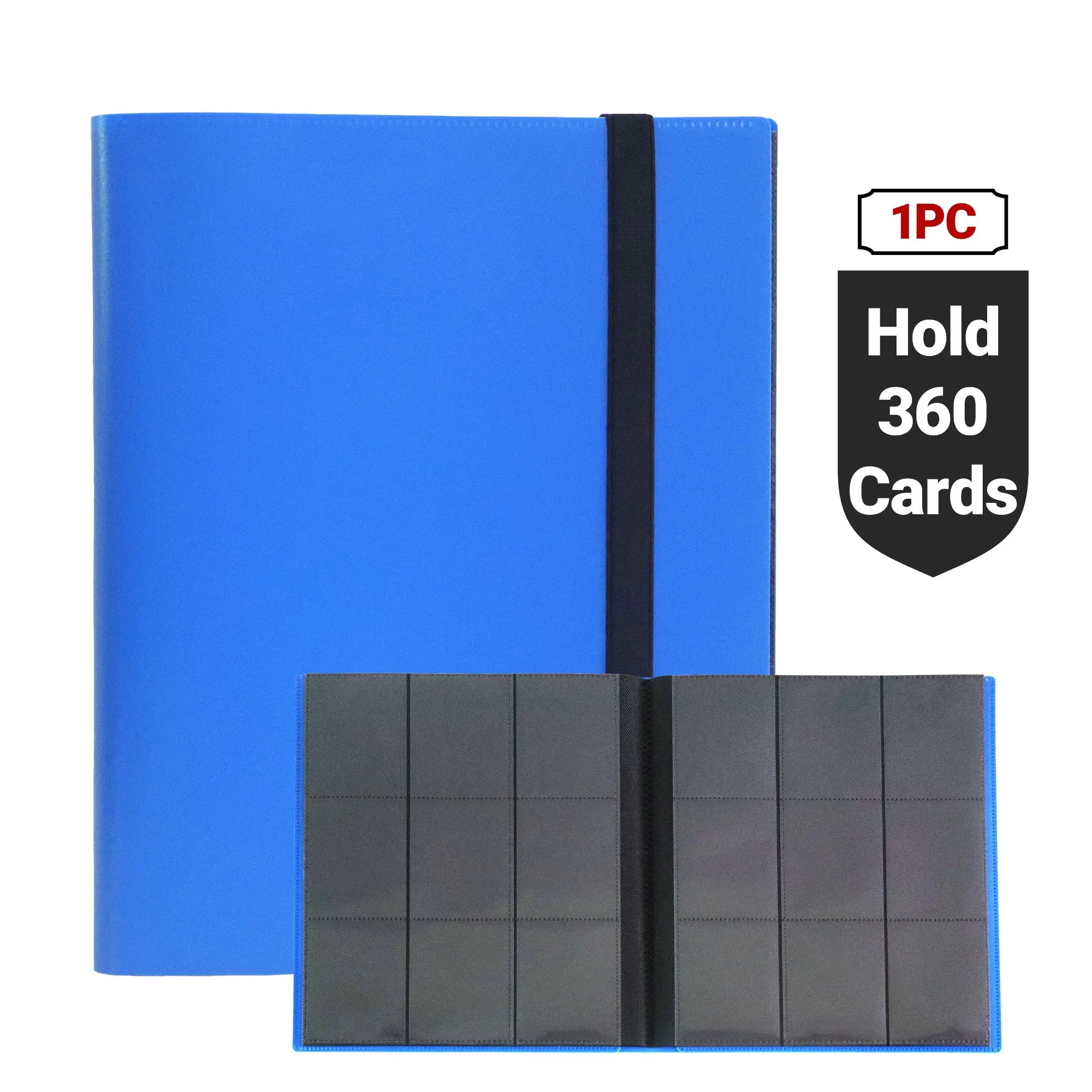 9-Pocket Trading Card Binder | PP Waterproof | 360 Cards | Elastic Strap | Perfect for TCG & Sports Cards | Trading Card Album | Game Card Organizer | Trading Card Storage