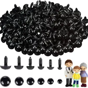 700 Black Plastic Crochet Safety Eyes with Washers, Round Doll Eye, DIY Handmade Doll Eyes, Bear Decoration Glasses, Suitable for 6-14mm Plush Animals and Amigurumi DIY Halloween Decorations, Crafts, Craft Embellishments, DIY Craft Supplies