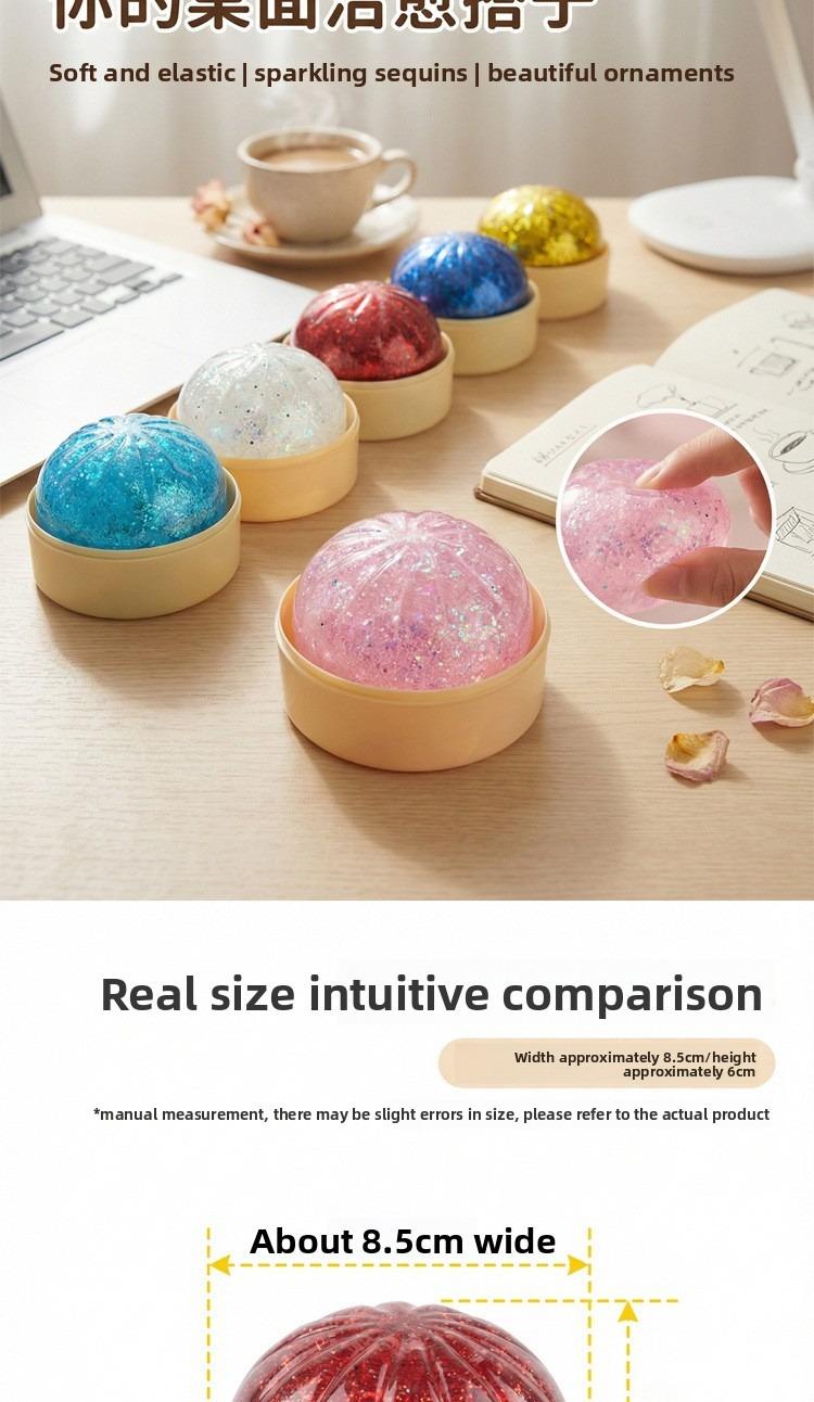 Glitter Dumpling Squishy with Box, Soft Sensory Squeeze Toy for Stress Relief, Mystery Glitter Dumplings, Decompression Dough,AnxietyRelief,Surprise Unboxing,Perfect GiftChoice,cute desktop accessories for office workers